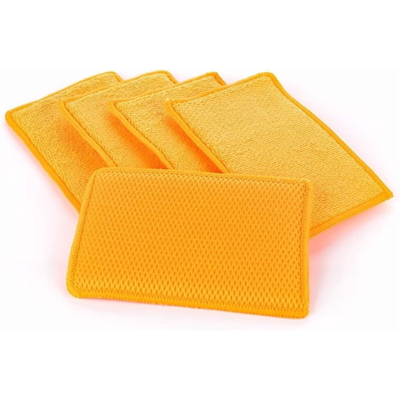 The Rag Company - Jersey Bug Scrubber Pads - Pearl Weave , 4in x 6in, Orange, 5-Pack