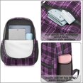 thumbnail image 4 of Purple and Black Checkered Pattern 17" School Backpacks for Teens,Waterproof Oxford Fabric,S-Shape Padded Straps for School,Travel,Hiking,Camping, 4 of 6