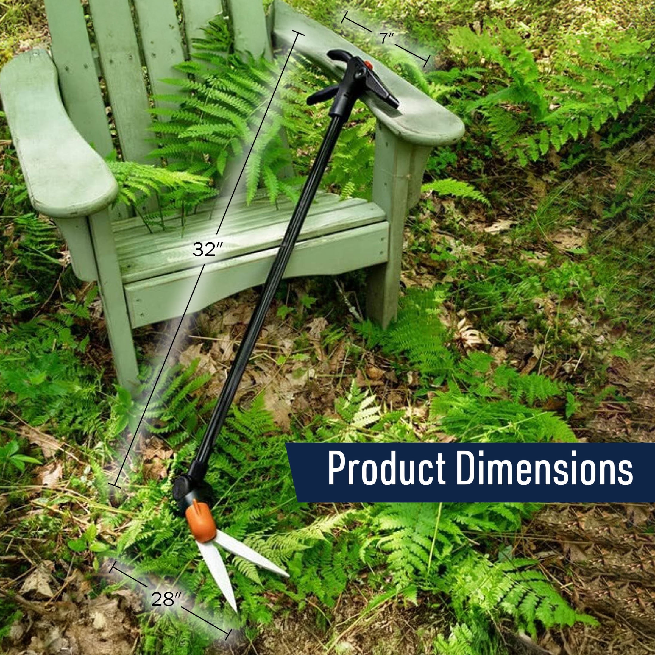 Kings County Tools Long Handle Grass Shears - 36” Edging Tool with 6” Swiveling Steel Blades
