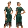 thumbnail image 4 of IDOPIP 1920s Flapper Dresses for Women Great Gatsby Dresses Sequin Fringed Roaring 20s Cocktail Dress, 4 of 5