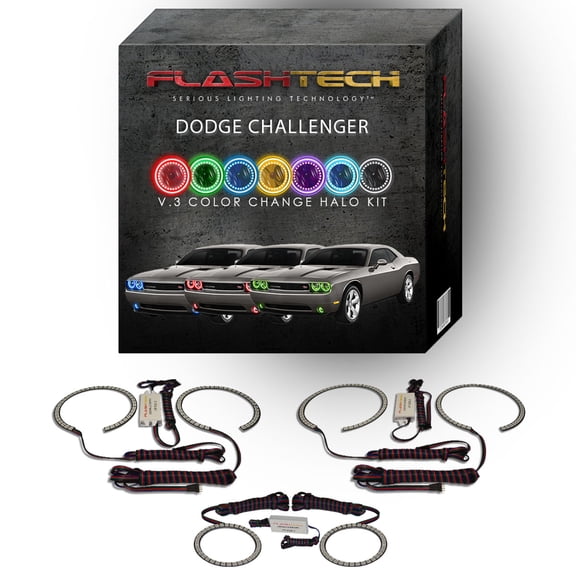 Flashtech RGB Color Changing Halo kit for 08-13 Dodge Challenger Headlight & Fog Lights