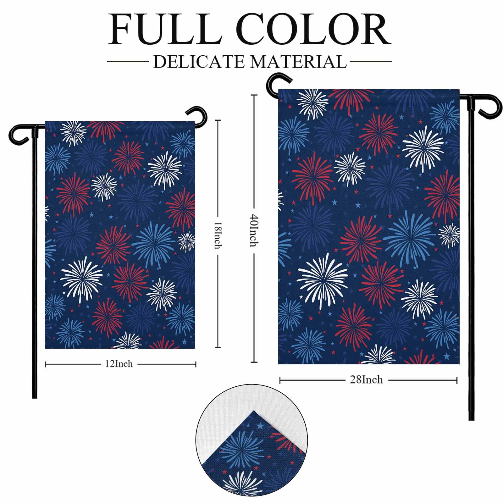 4th of July Garden Flags Red White and Blue Stars Fireworks Garden Flag Double Sided Welcome Flag USA Flag Independence Day Yard Flags for Outdoor Lawn Porch Memorial Day Holiday Decor 28x40 Inch