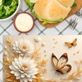 thumbnail image 3 of Joocar Elegant Floral And Butterfly Design Linen Table Mats Set Of 4 For Home Kitchen Table Decor 12x18 inch, 3 of 5