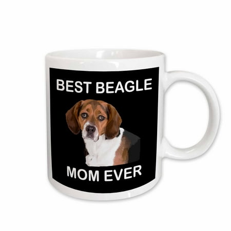 3dRose Funny Beagle Dog Portrait with Best Beagle Mom Ever - Ceramic Mug,