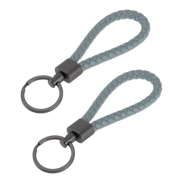 Llavero de coche Unique Bargains, llavero universal con anillo para llaves de fob para el hogar para mujeres, cuero, aleación de zinc, gris, 2 piezas