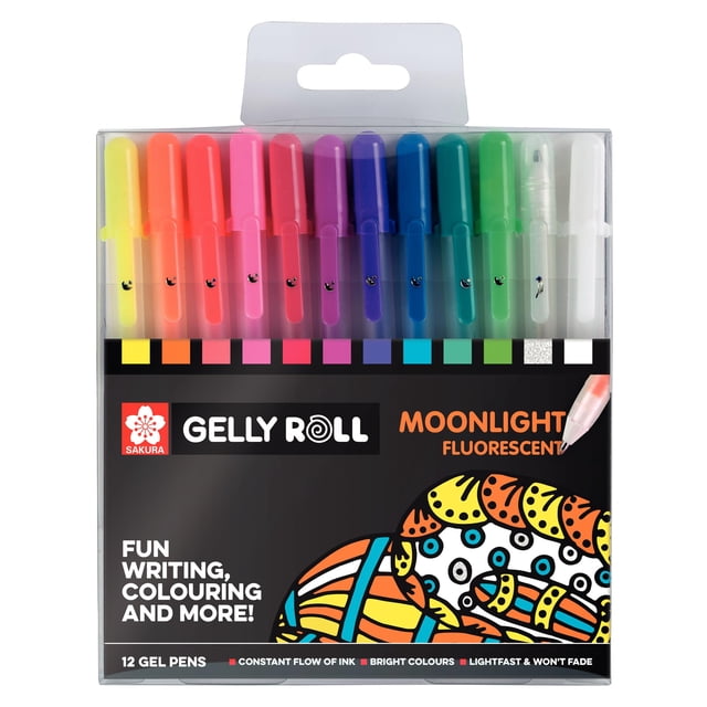 Set de 12 Bolígrafos de Gel Fluorescentes Sakura Gelly Roll Moonlight