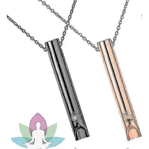 2pcs Stress Relief Mindful Necklace, Mindful Breathing Necklace, Anxiety Whistle Necklace For Habit Breathing Exercises, Anxiety Relief