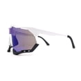 thumbnail image 4 of Large Coverage Mirror Lens Shield Curved Wrap Sport Sunglasses White Black - Blue Mirror, 4 of 4