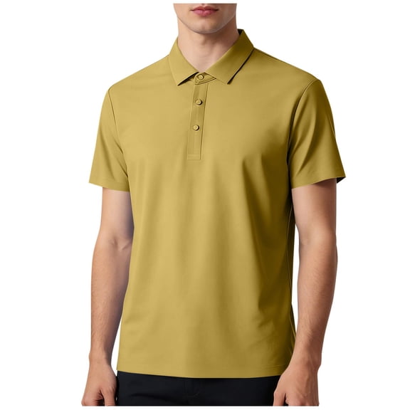 FRSASU Men Casual Comfortable Moisture Wicking Slim fit Short Sleeve Dry fit Golf Polo Shirts Yellow