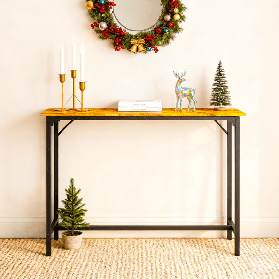 Zimtown Narrow Console Table for Living Room, 43" Entryway Table Multifunctional Desk for Entry, Foyer, Hallway, Rustic Brown