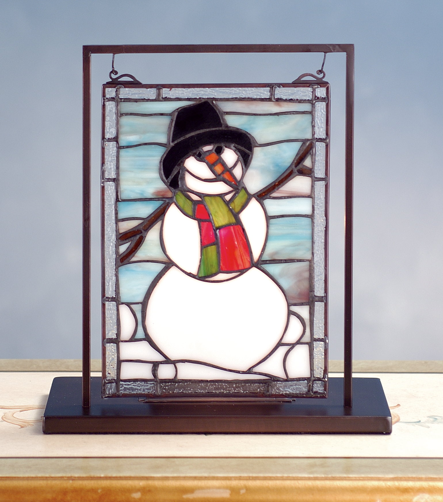 9.5"W X 10.5"H Snowman Lighted Mini Tabletop Window