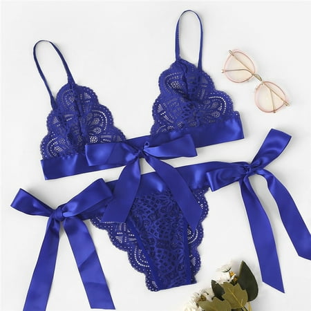 

Valentines Day Surprise! Women s Sexy Lingerie Set Cosplay Bow Lace 3-Point Valentine s Day Sexy Set Bra and Panty Sets