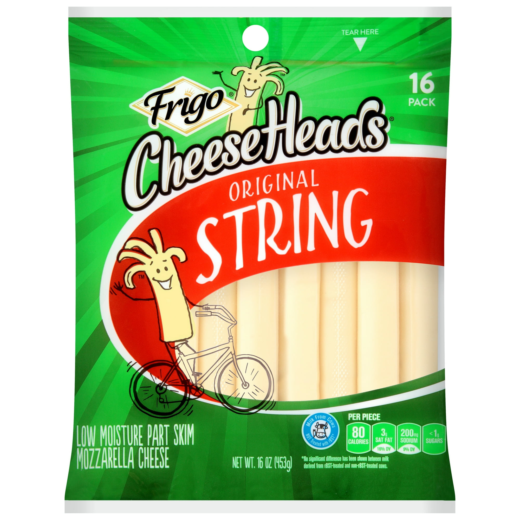 Frigo Cheese Heads Original Mozzarella String Cheese Snacks, 16 oz, 16 Count