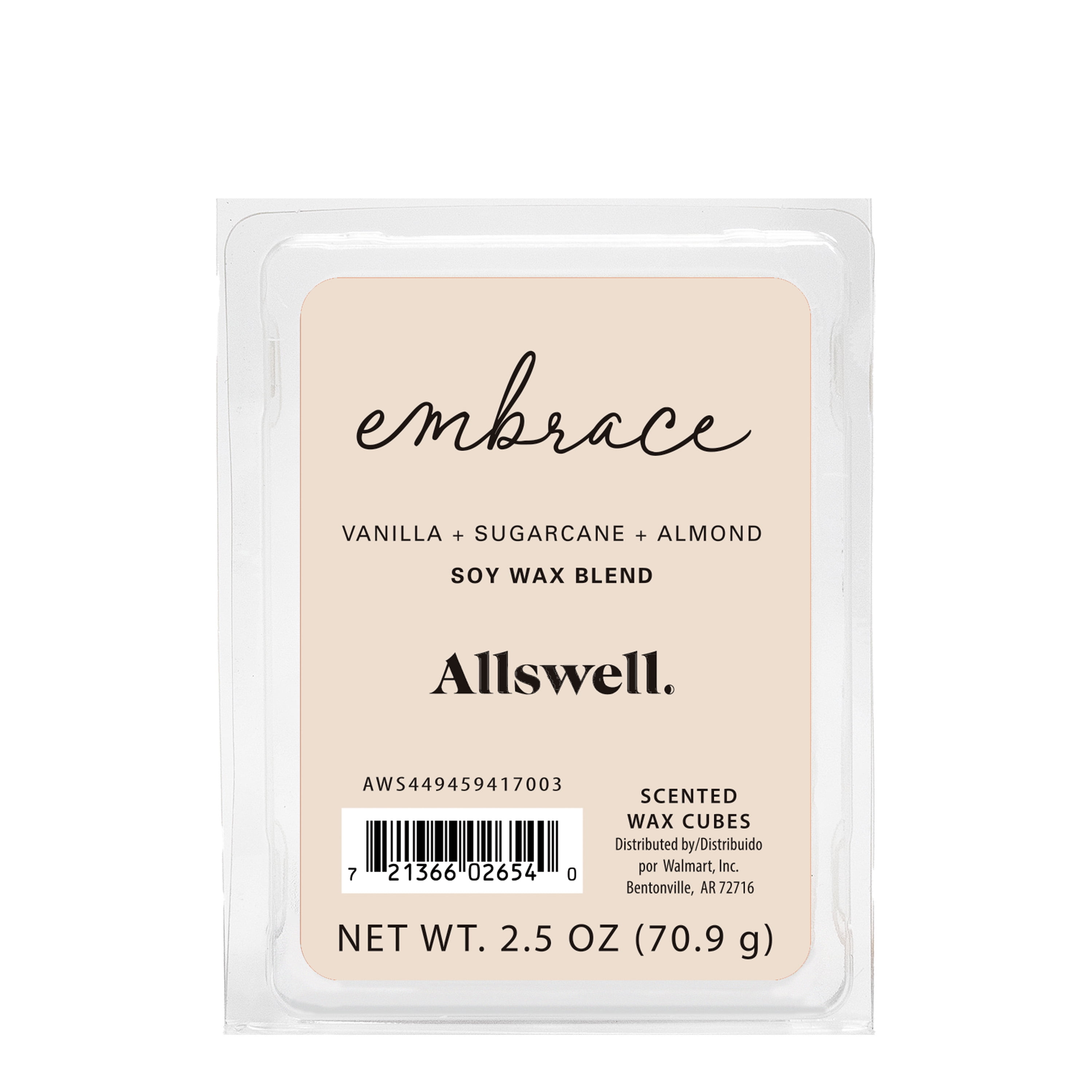 (3 pack) Allswell 6 Cube Wax Melts, Embrace (Vanilla + Sugarcane + Almond), 2.5 oz