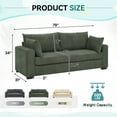 thumbnail image 6 of Lunale 79"L Corduroy Sofa, Deep Seat Sleeper Couch, 3-Seater Living Room Sofa, Green, 6 of 9