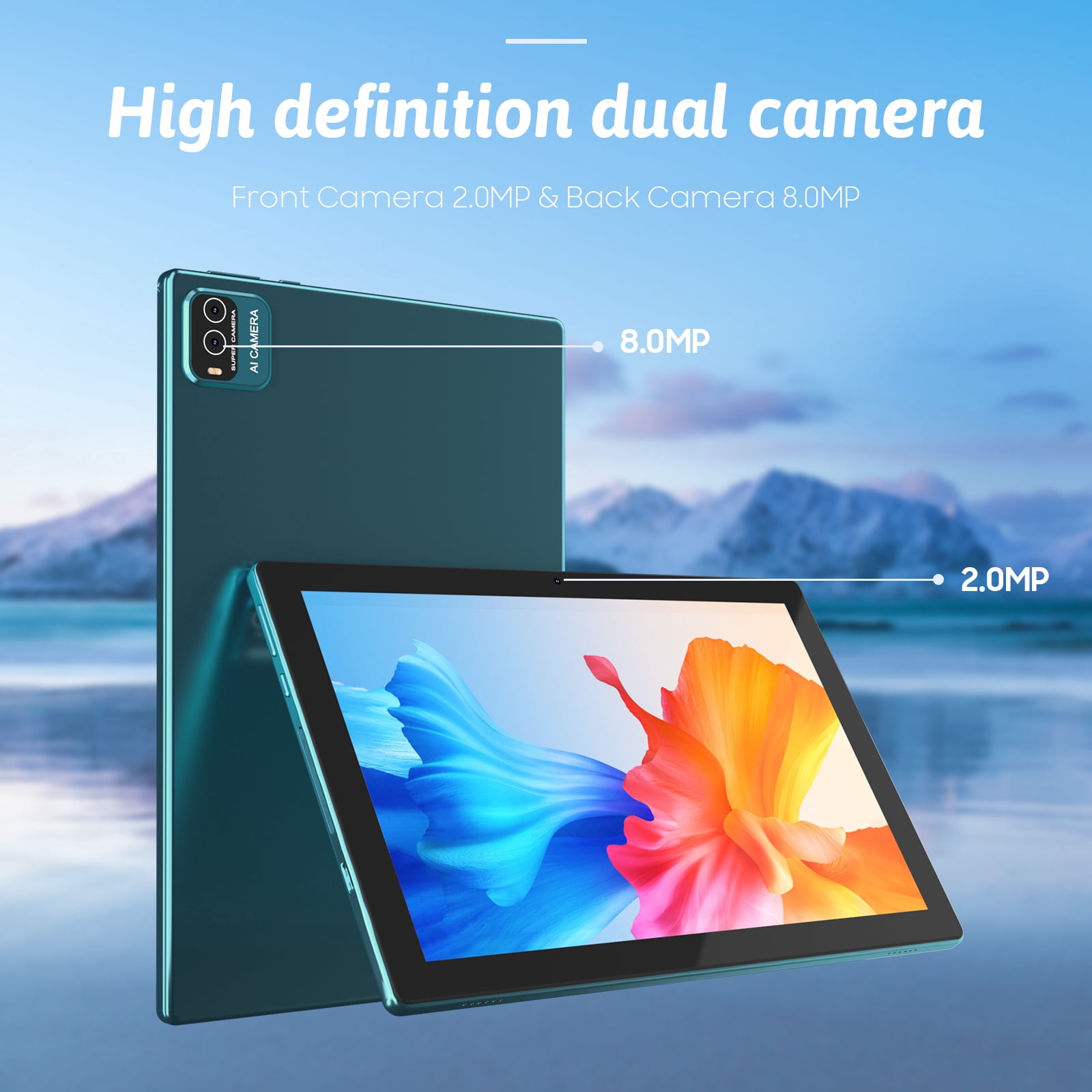 Android 15 Tablet, 10 inch 2 in 1 Tablets with Keyboard, 12GB RAM 64GB ROM 1TB Expand, Quad-Core 2.0Ghz CPU, 5G WiFi 6, BT5.0, 1280x800 HD Touchscreen, 6000mAh, Widevine L1, GMS Tablet, Navy