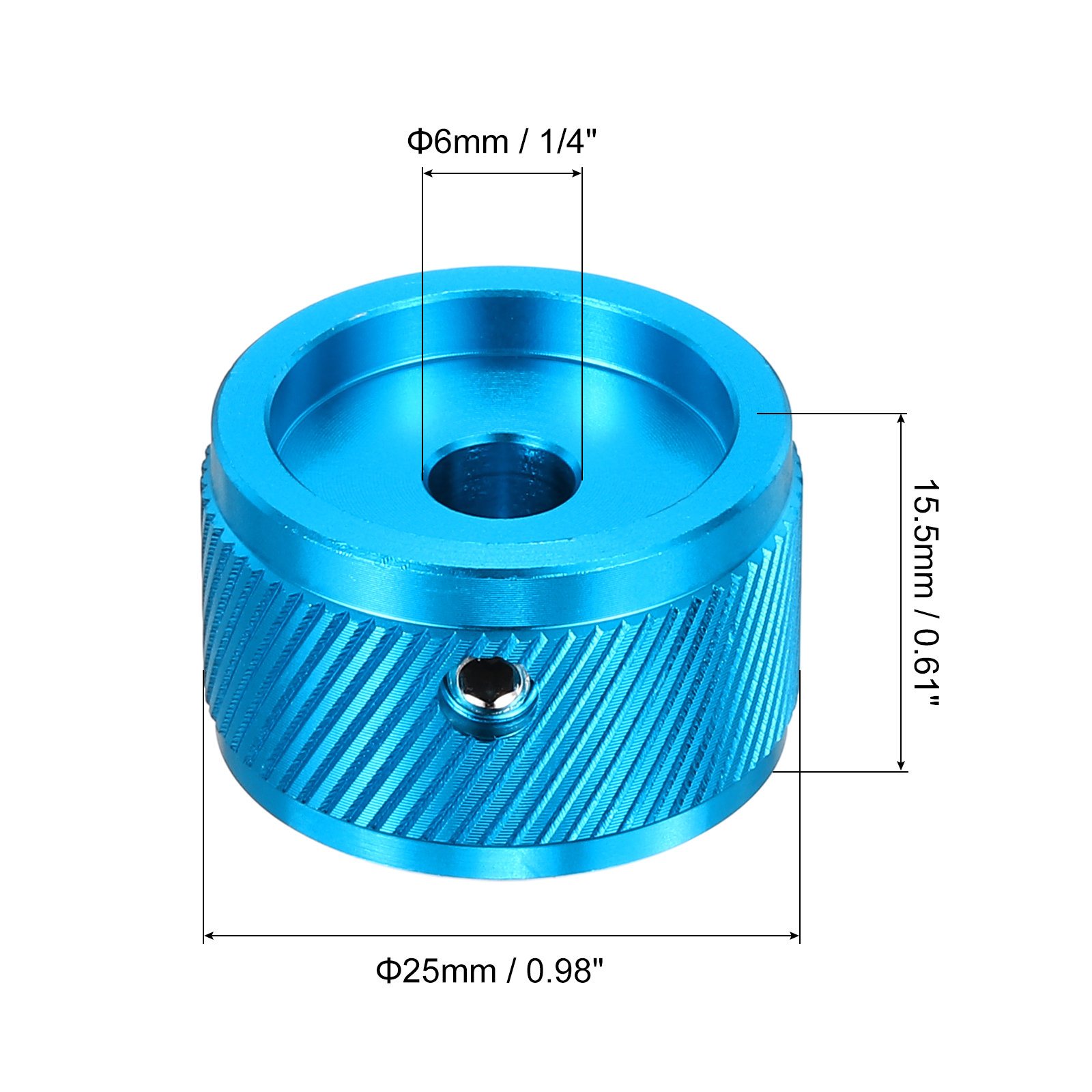 Uxcell 6 Pcs Aluminium Potentiometer Knobs, 1/4" (6mm) Universal Volume Tone Control Knobs for Guitar, Bass, Twill 5/8" Blue