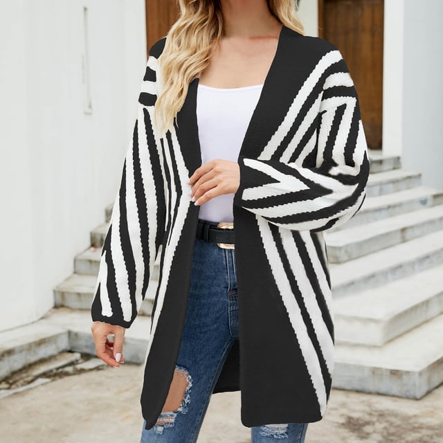 Cardigans pour Femmes Cardigan Décontracté à Manches Imprimées Manteau Long Cardigan en Liquidation
