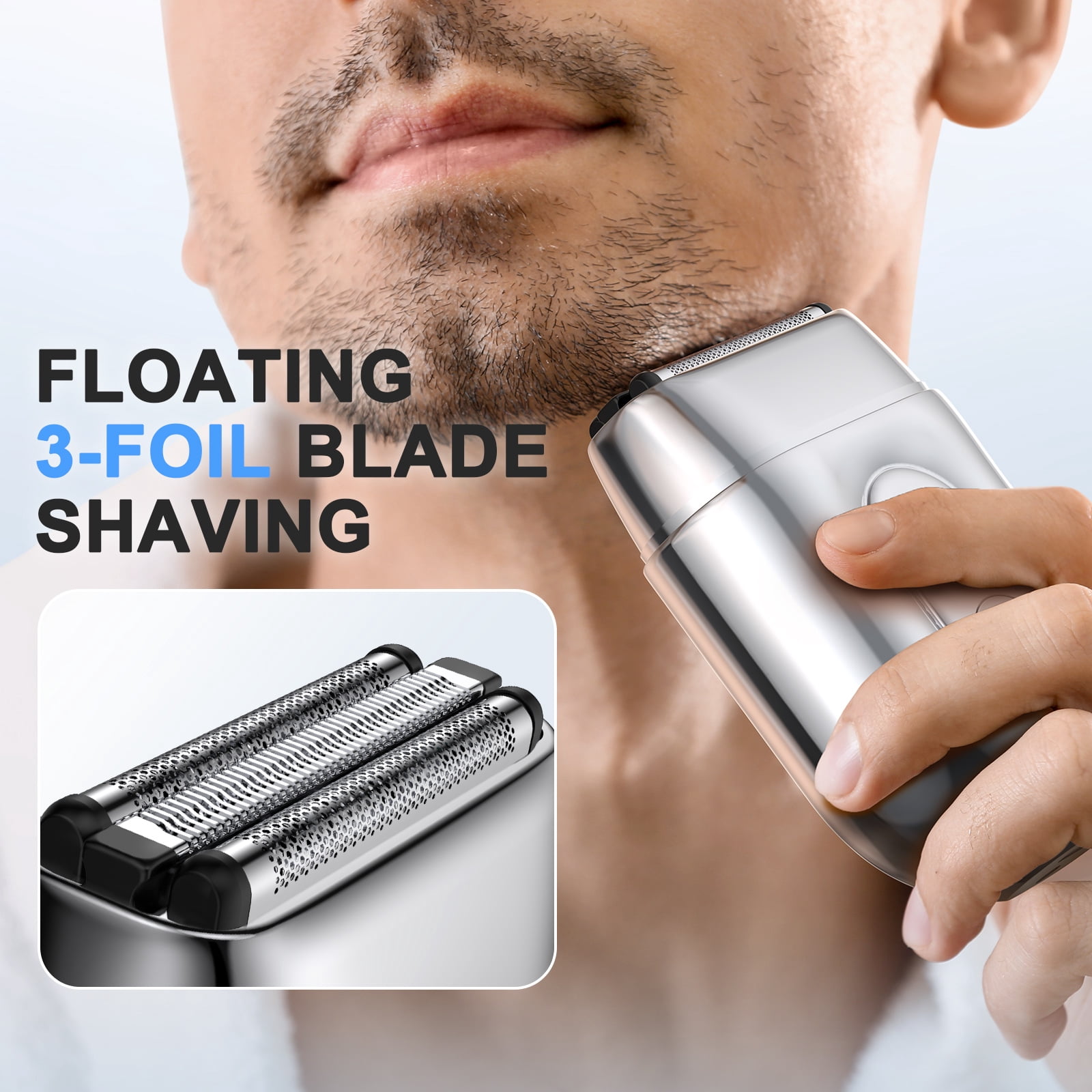 HOOICB Electric Razor for Men, Mini Electric Foil Shavers with LED Display, IPX7 Waterproof Wet Dry Beard Trimmer Grooming Kit for Travel
