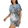 thumbnail image 2 of Haiem Horses Running Through The Water Pattern Pajama Set for Women 2 Piece Lounge Set Short Sleeve Tops and Shorts Soft Sleepwear-Medium, 2 of 7