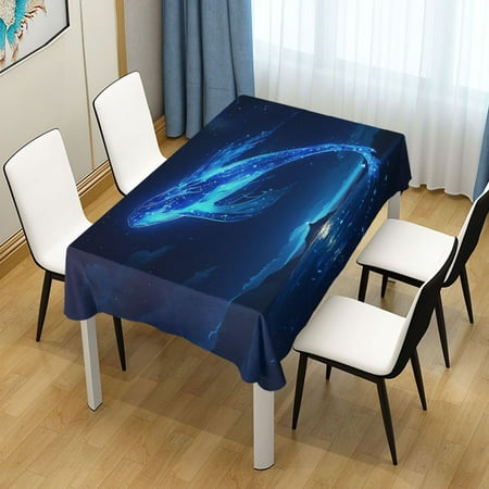 

60x108 Inch Tablecloth Polyester Square Tablecloth for Home Kitchen Dinner Decor Glowing Blue Creature