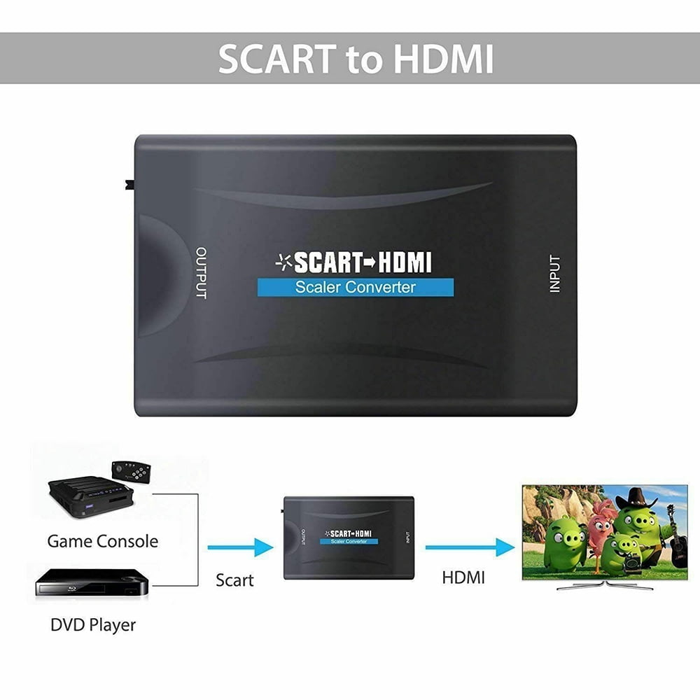 homoseksuel Manifold misundelse SCART to HDMI Converter Video Audio Upscale Adapter PAL/NTSC Video Scaler  SCART to HDMI Digital Analog Converter for HDTV DVD Sky Box STB for  Smartphone - Walmart.com