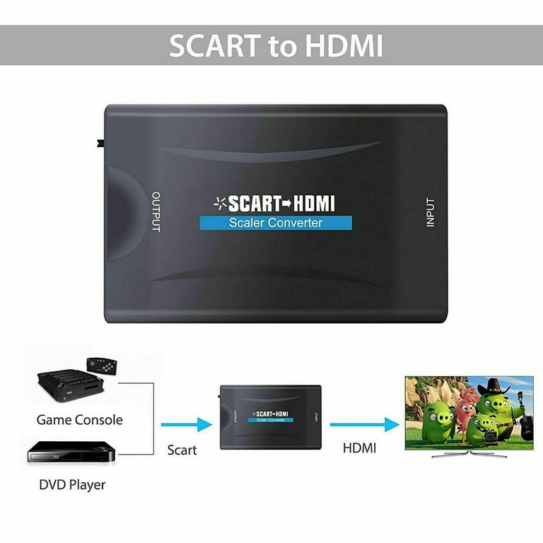 Cheap Scart to HDMI-compatible Converter HD TV DVD 720P 1080P Video Audio  Adapter