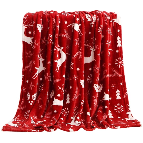 OVFUIZ Christmas Throw Blanket Soft Flannel Reindeer Christmas Blanket Cozy Blanket for Couch Christmas Decorations Holiday Gift