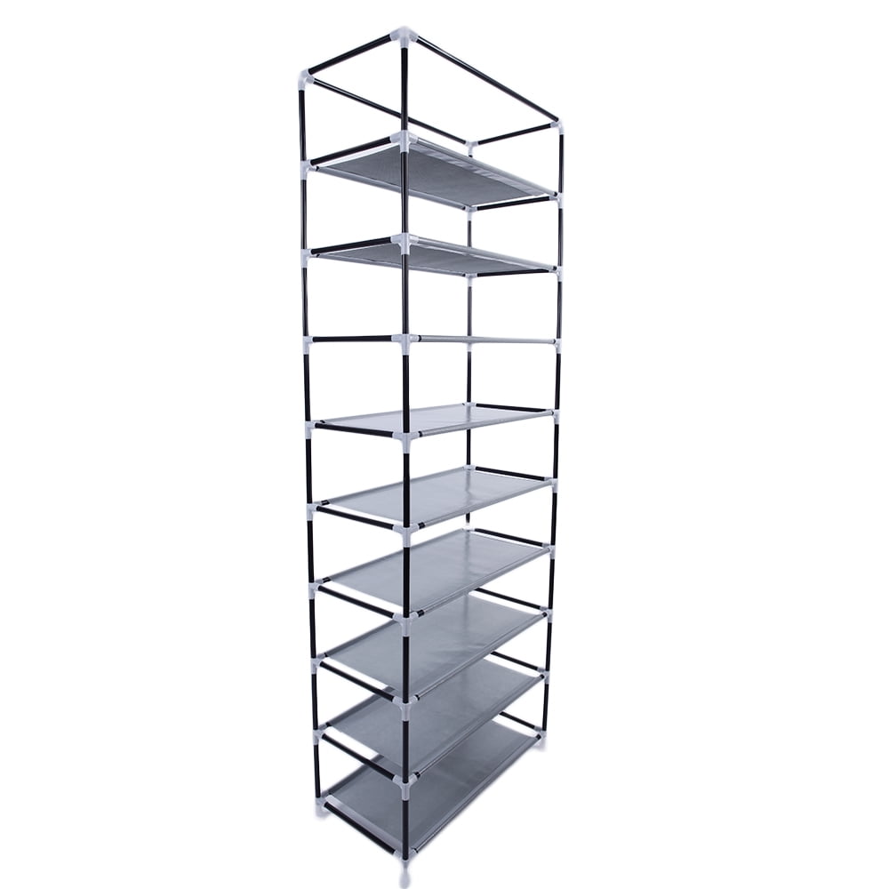 Shoe Rack, Room-saving 9 Lattices Non-woven Fabric, Purple