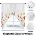 thumbnail image 3 of Pastoral Flowers Swag Curtain Valance for Windows, Colorful Watercolor Plants Leaves Window Treatments Short Swag Topper for Kitchen Windows Bathroom Bedroom, 36"x36", 3 of 8
