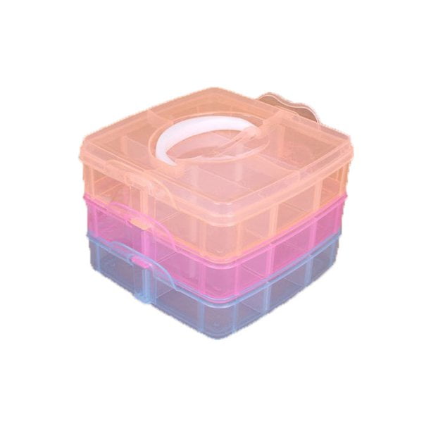 3 Layer Craft Organizer Box, Plastic Stackable Bead Storage Case with