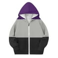 thumbnail image 4 of Mwjwdo Savings Fall Clothes for Girls Zip Up Long Sleeve Hooded Sweatshirts with Pocket Drawstring Color Block Hoodies Purple 12-13Years, 4 of 4