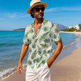 thumbnail image 4 of KUIFORTI Hawaii Matching Couple Outfits Tropical Palm Leaf Women's Casual Dresses & Men's Hawaiian Shirt for Summer Vacation Trip Lightweight with Soft Fabric Quick-dry, 4 of 7