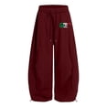 thumbnail image 3 of SJLDQY Sweatpants for Girls Letter Graphic Wide Leg Pants Drawstring Waist Straight Leg Pants with Pockets, 3 of 5