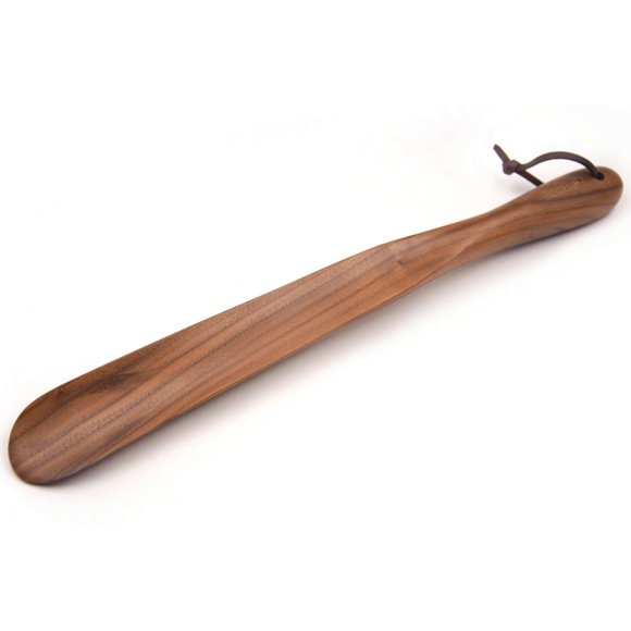 Bamber Corne de Chaussure, Corne de Chaussure en Bois à Long Manche pour Aînés 15 Pouces Grande Poignée avec Boucle pour Suspendre Botte Corne de Chaussure pour Femmes Hommes Enfants Grossesse - Bois de Noyer