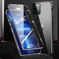 thumbnail image 1 of Lockable for iPhone 15 Pro Max/15 Ultra Magnetic Case Glass Case with Camera Lens Protector, Full Body Double Sided Glass Bumper Case Clear Cover, 1 of 4