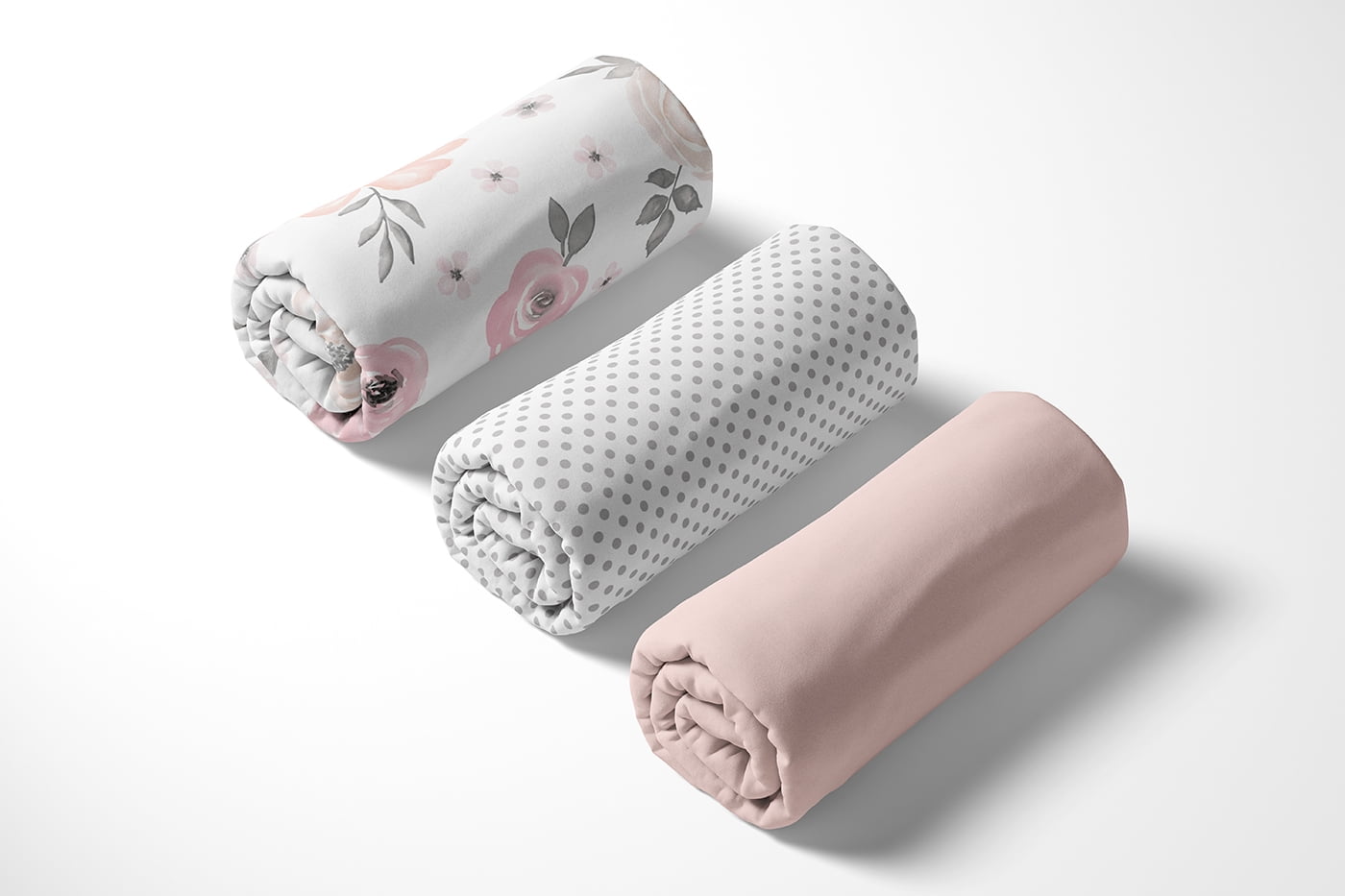 Sweet Jojo Designs Watercolor Floral Pink and Grey Girl Fitted Crib Sheets Set 3 Piece