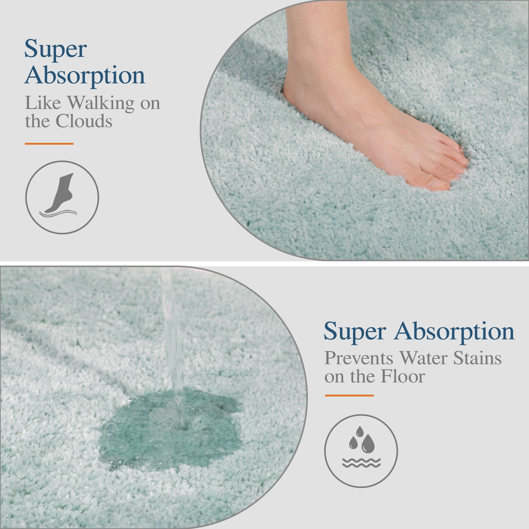 Walensee Shag Bath Rug, Non Slip Bath Mat for Bathroom, 16"x24", Aqua, Machine Wash