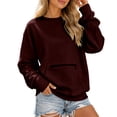 thumbnail image 2 of Fmbrln Womens Crew Neck Side Pocket Sweatshirt Long Sleeve Oversized Loose Casual Tunic Pullover Tops, 2 of 5