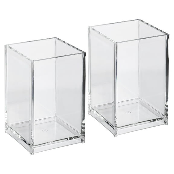 Uxcell Acrylic Pen Holder Pencil Holder Pen Organizer Makeup Brush Holder, Clear 2 Pack