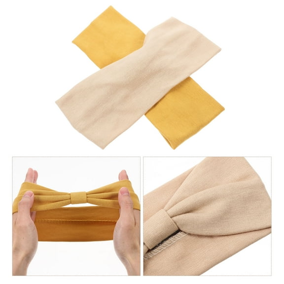 LULULION Face Cleaning Hairband Wide Band Cotton Orange 2Pcs