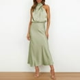 thumbnail image 3 of Tosmy Maxi Dresses For Women Ladies Summer Long Formal Satin Dress Neck Sleeveless Side Slit Flowy Maxi Tank Dresses Prom Dress, 3 of 8