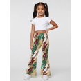 thumbnail image 5 of Girls Digital Print Flared Pants, Wide Leg Bell Bottom Casual Trousers, Slim Fit Fashion Wear for Spring Summer, Ages 4-13, 5 of 6