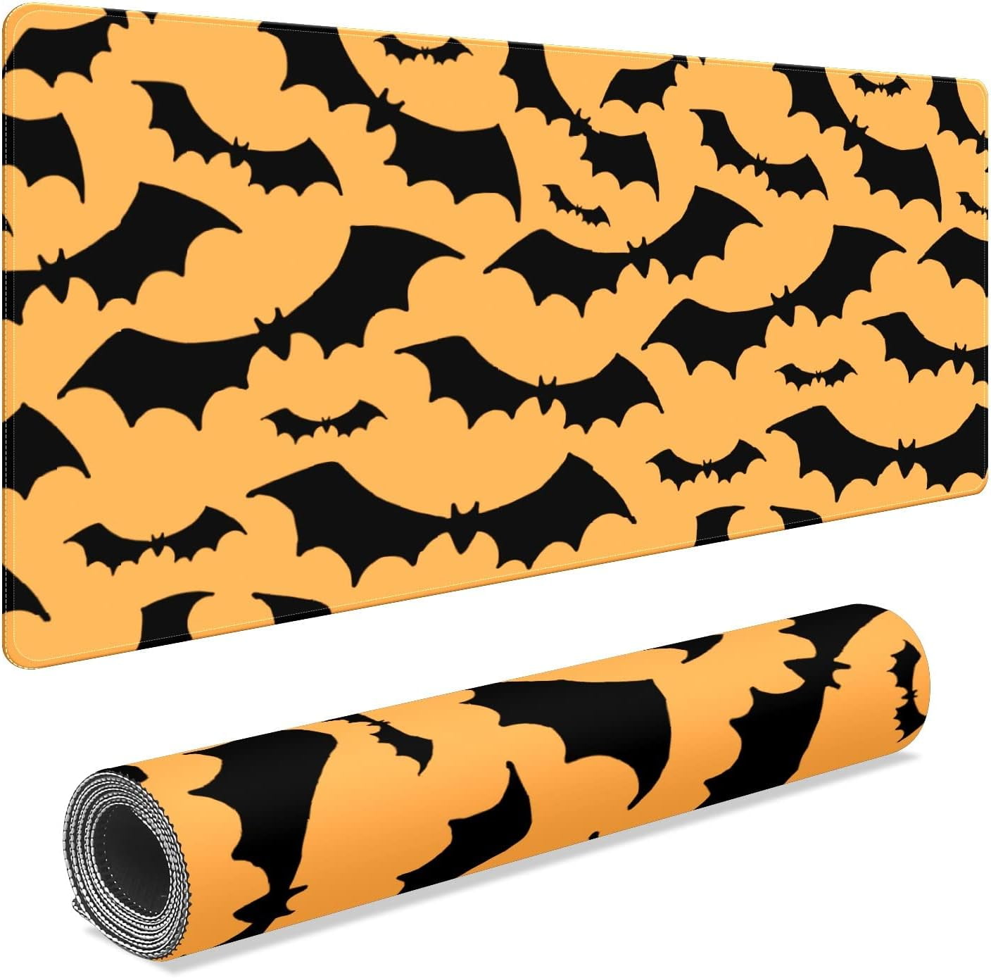 Halloween Black Bats Desk Mat, Desk Accessory, Cute Workspace, Trendy Workspace, Trendy, 35.4x15.7in Large Gaming Mouse Pad, Cute Desk Topper, Pretty Desk Pad