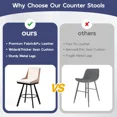 thumbnail image 7 of iooHug Bar Stools Set of 2, 26" Counter Height Bar Stools, Upholstered Swivel Barstools with Backs, Loop Yarn Fabric&Pu Leather, Metal Legs for Kitchen Island, Brown&White, 7 of 7