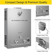 Tankless Water Heater LPG Propane with Digital Display, 4.3GPM 16L Portable Instant Hot Gas Water Heater for Indoor and Camping