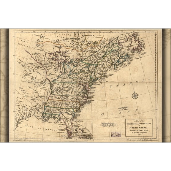 24"x36" Gallery Poster, map of British colonies pre united states 1772