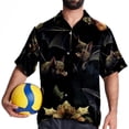thumbnail image 4 of Bats Men's Casual Printed Button Down Short Sleeve Poplin Hawaiian Beach Shirt with Spread Collar Tops, 4 of 6