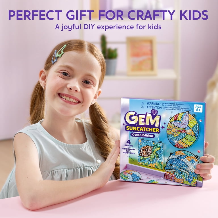 Joyfy 4-Piece Sea Creature Suncatcher Art & Craft Kit for Kids 6
