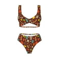 thumbnail image 4 of Daiia Retro Coffee Women's Bikini Set Two Piece Swimsuit High Waisted Bikini Adjustable Straps Bikini Perfect for Beach, Pool, and Summer Vacation-Medium, 4 of 9